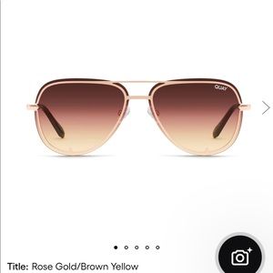 QUAY AUSTRALIA Sunglasses— HIGH KEY FRAMED - ROSE GOLD/BROWN YELLOW